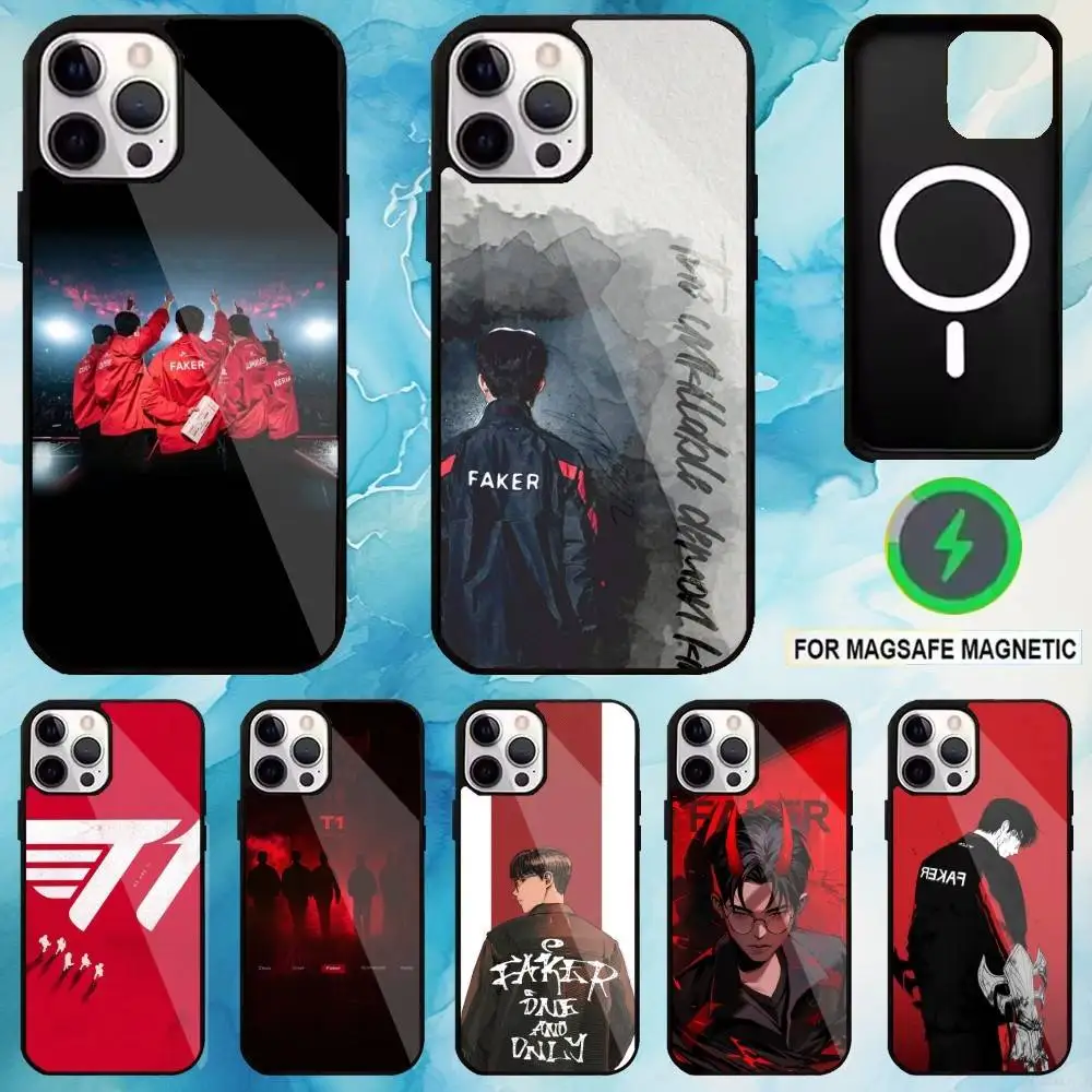 Фото Чехол для телефона SKT T1 Faker L-LOL для iPhone17,16,15,14,13,12,11 Plus, Pro Max с магнитной беспроводной зарядкой Magsafe №1