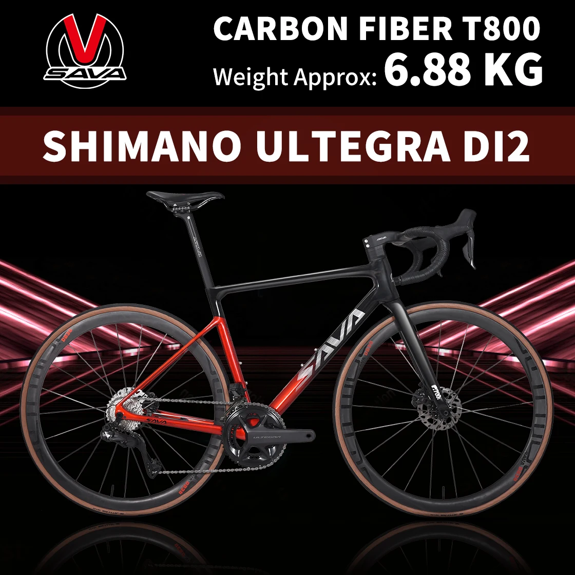 

Ultegra Di2 Carbon Bike SAVA Carbon Fibre Road Bike Complete Racing Bicycle 24 Speed with Ultegra Di2 Electronic Group sets
