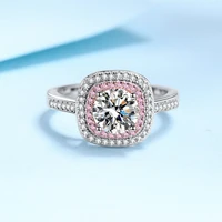 double color 1 ct moissanite diamond wedding rings for women s925 sterling silver pink white fine jewelry