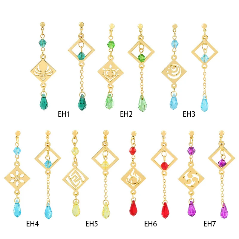 Серьги Genshin Impact Barbatos Venti Wind Element Irregular Metal Pendant Earrings For Women Cosplay Party Jewelry Gift on.