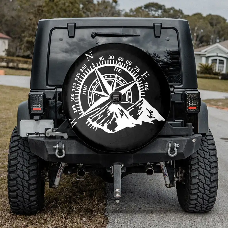 

Moutains Lovers - Compass Halloween Gift, Gift For Jeep Lover, Holiday tire spare, Personalized Spare Tire Cover,