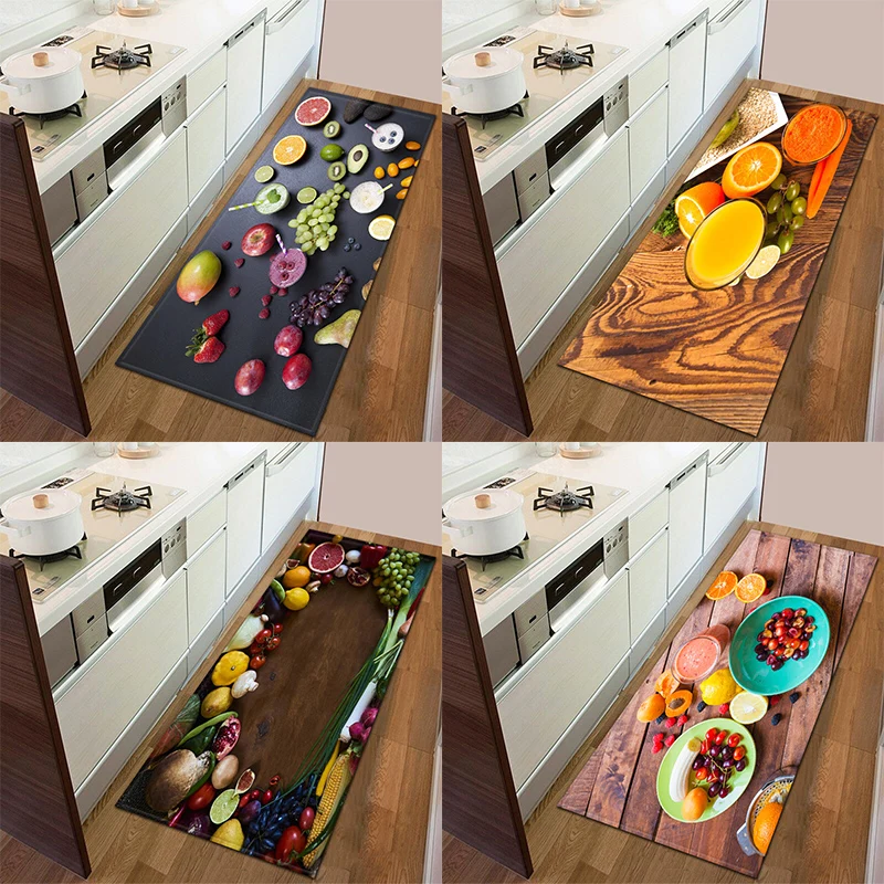

Декоративный коврик с 3D рисунком фруктов и овощей, нескользящий напольный коврик для гостиной, кухни, украшение для дома