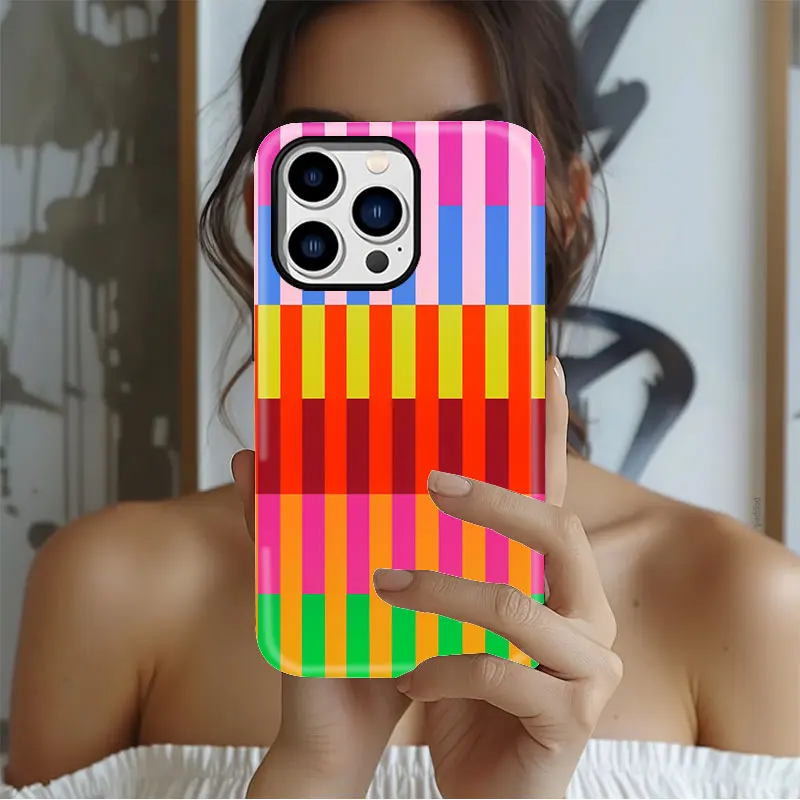 Красочный чехол с полосками для IPHONE 17 16 Pro Max 15 14 13 PRO Plus, акриловый ТПУ, два в одном, магнитный, с двойной защитой, задняя крышка (art.: 3920dc4d6344e) - 3920dc4d6344e