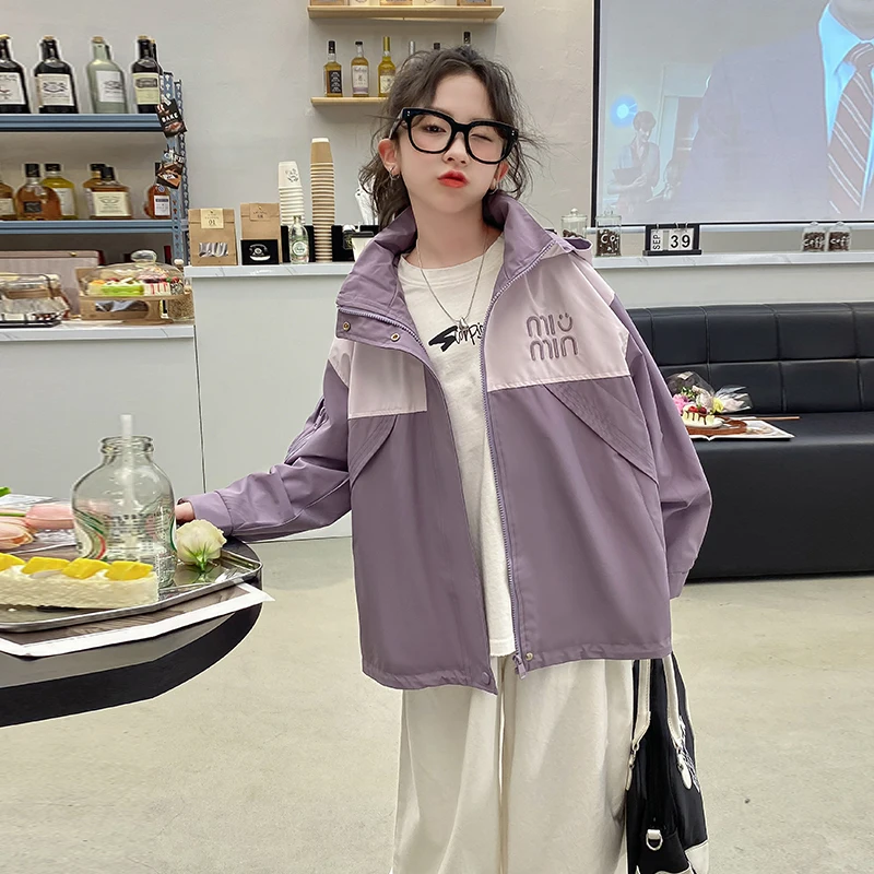 Куртка с капюшоном для девочек Корейская ветровка мультяшным рисунком смайлика 2