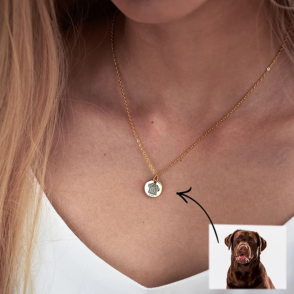 

Pet Portrait Name Necklace Animal Lovers Pet Loss Gift for Women Cat Necklace Cat LoverGift Mothers Day Personalized Dog Grandpa