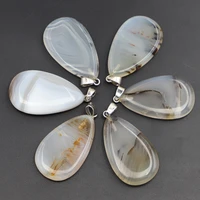 bestseller natural stone chalcedony agates pendants drop shape necklace jewelry accessories making good quality 8pcs wholesale