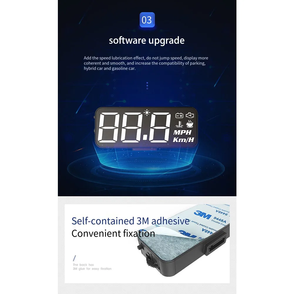 H90 Car HUD Head Up Display Accessories HD 3.2\" LED Display Head Up Display