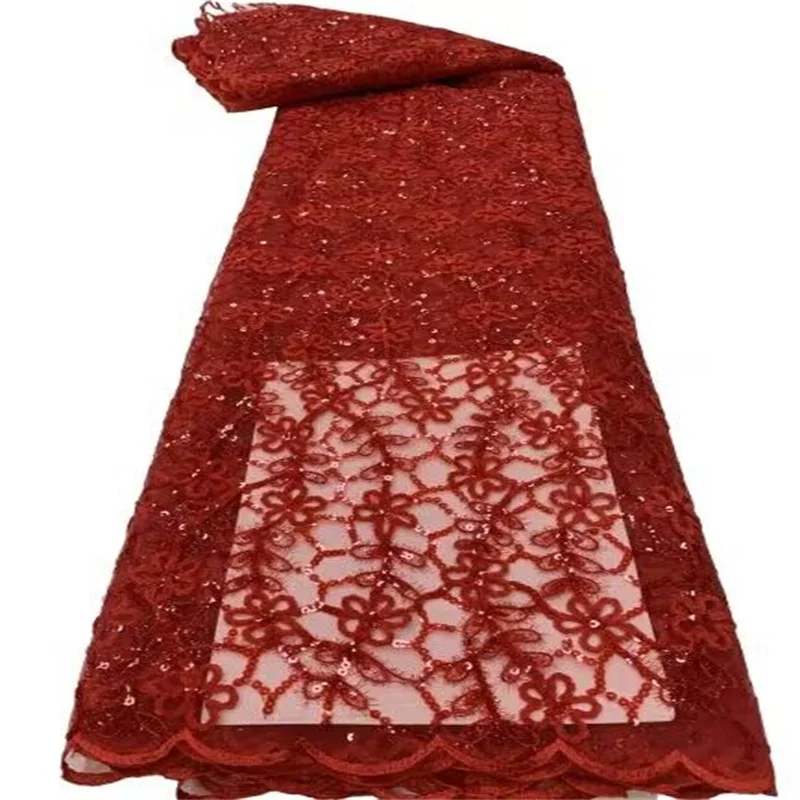 

Роскошная зеленая африканская 3D свадебная ткань 2023 красная Высококачественная нигерийская кружевная французская Тюлевая ткань с блестками для шитья искусственного платья