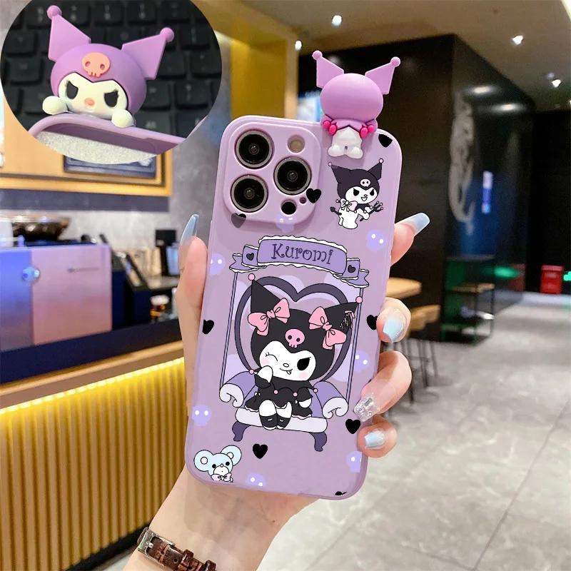 Милый чехол из ТПУ с 3D рисунком Kuromi для Realme C53 C25 C21 C21Y C25Y C20 C51 C12 C15 C30 Note 50 C55 C33 C35 C67 C31