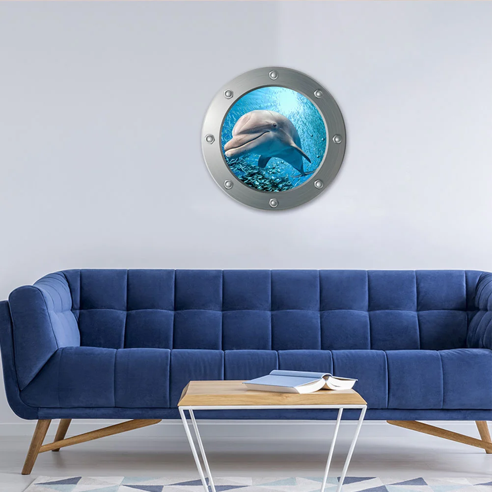 

1pc Sticker Sea Life Stickers Porthole Sea Life Sticker 3d Wall Decal Ocean Wall Stickers Ocean World Wall Stickers