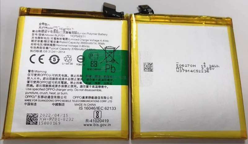 

2022 year New reno OPPO /Reno /Reno 59 BLP701 3660mAh Phone Battery