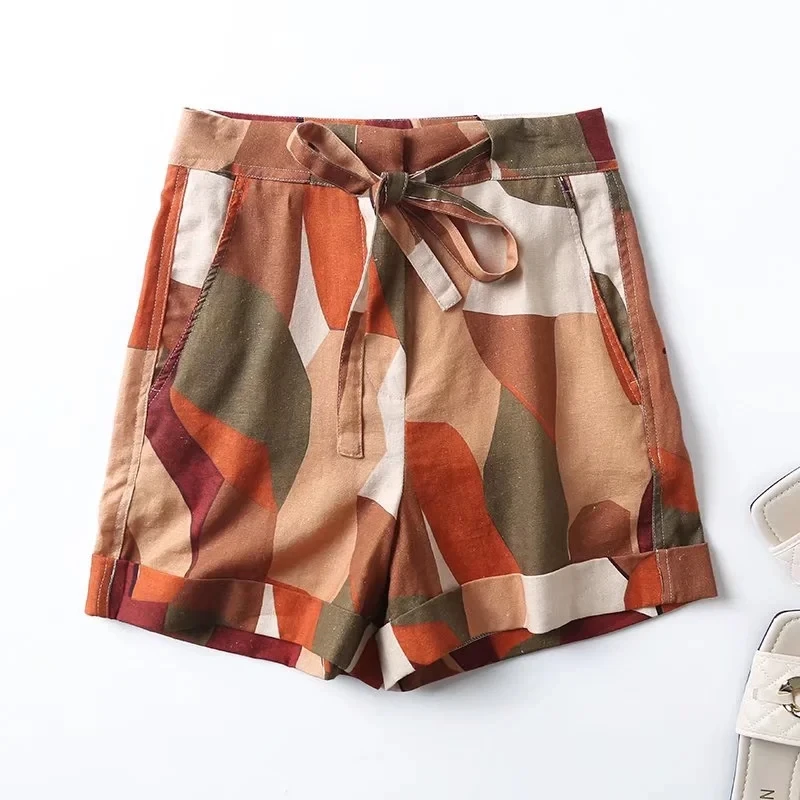 Maxdutti  2023 Summer Shorts Indie Folk Camouflage Print Fashion Bermuda Harem Casual Shorts Women