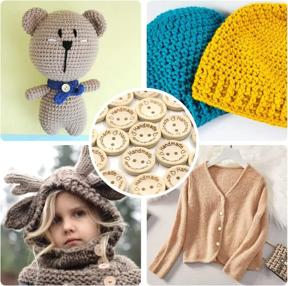 Круглые деревянные пуговицы ручной работы с 2 отверстиями 15/20/25 мм 50/30 шт.