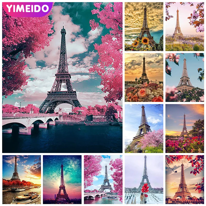 

YIMEIDO 5d DIY AB Diamond Paintings Eiffel Tower Landscape Diamond Embroidery Mosaic Cross Stitch Needlework Art Home Decor