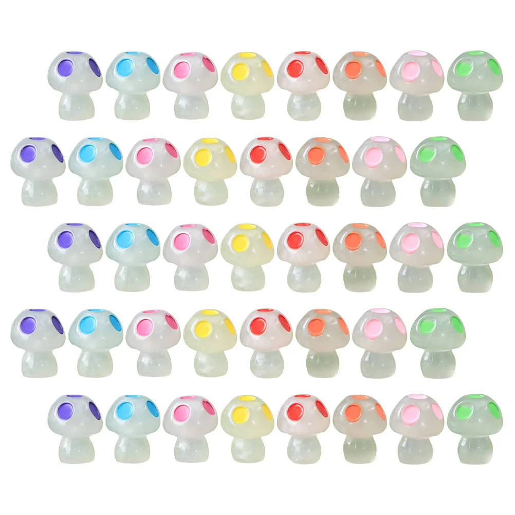 

40 Pcs Luminous Mushroom Statue Plants Small Ornaments Garden Decoration Resin Micro Landscape Miniature Mushrooms