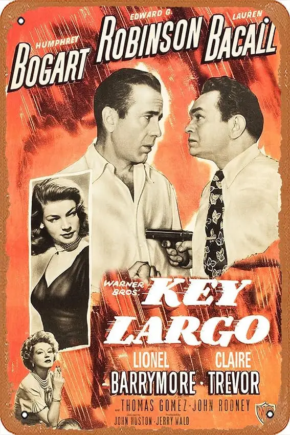 Humphrey Bogart - Key Largo Постер фильма с принтом redPlanetGraphics Оловянные знаки Ретро Гараж