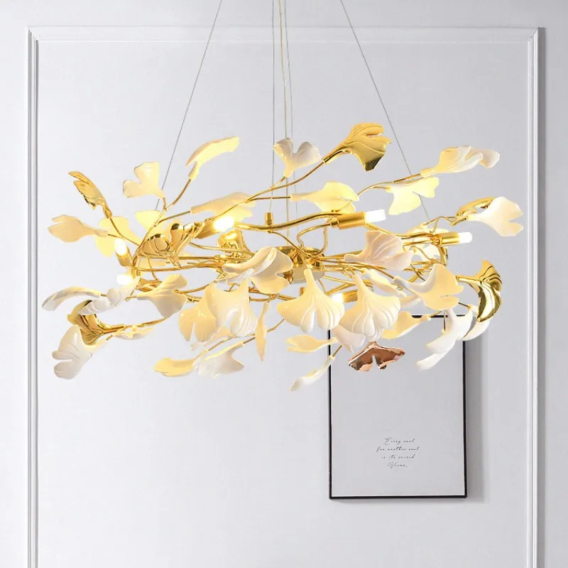 

Modern Ginkgo Leaf Led Pendant Lights Living Dining Room Chandeliers Lighting Home Decor Bedroom Kitchen Hanging Lamp Luminaire