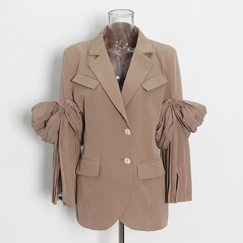 

SuperAen Retro Embroidered Mosaic Suit 2022 Spring New Solid Two Button Simple Short Coat Jacket Women