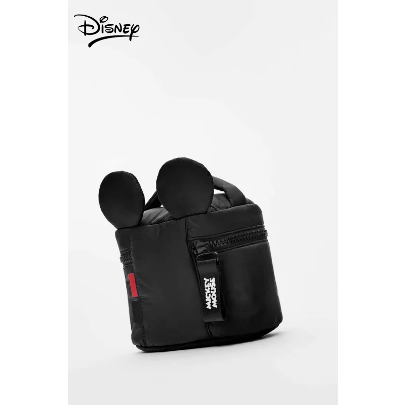 Disney Mickey Mouse Cosmetic Bag Black Toiletry Bag Feather Material Soft Cute Storage Bag Minimalist Style for Girls