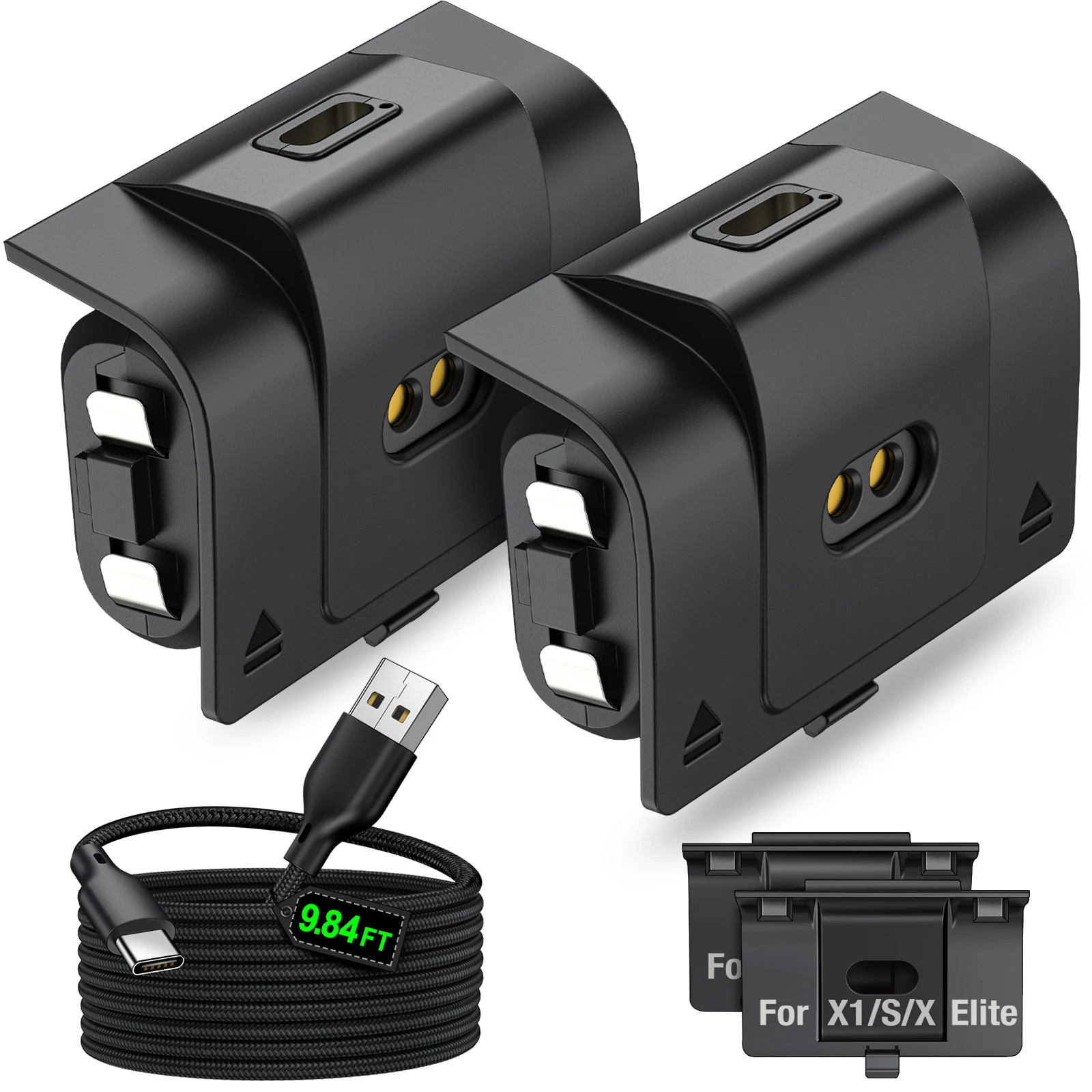 2X1500mAh Battery For Xbox Series X/S Rechargeable Battery For Xbox One X/S Controller Charger Kit With 4 Covers ＆ Type-C Cable