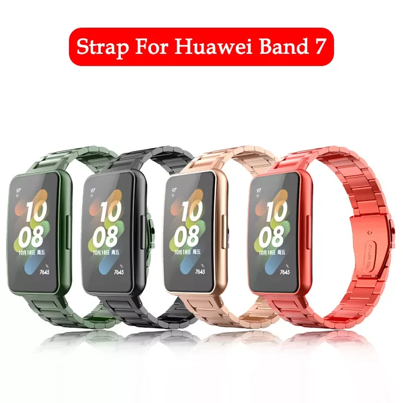 

Ремешок стальной для Huawei Watch Band 7, металлический браслет для наручных часов, аксессуары для Huawei Band 7