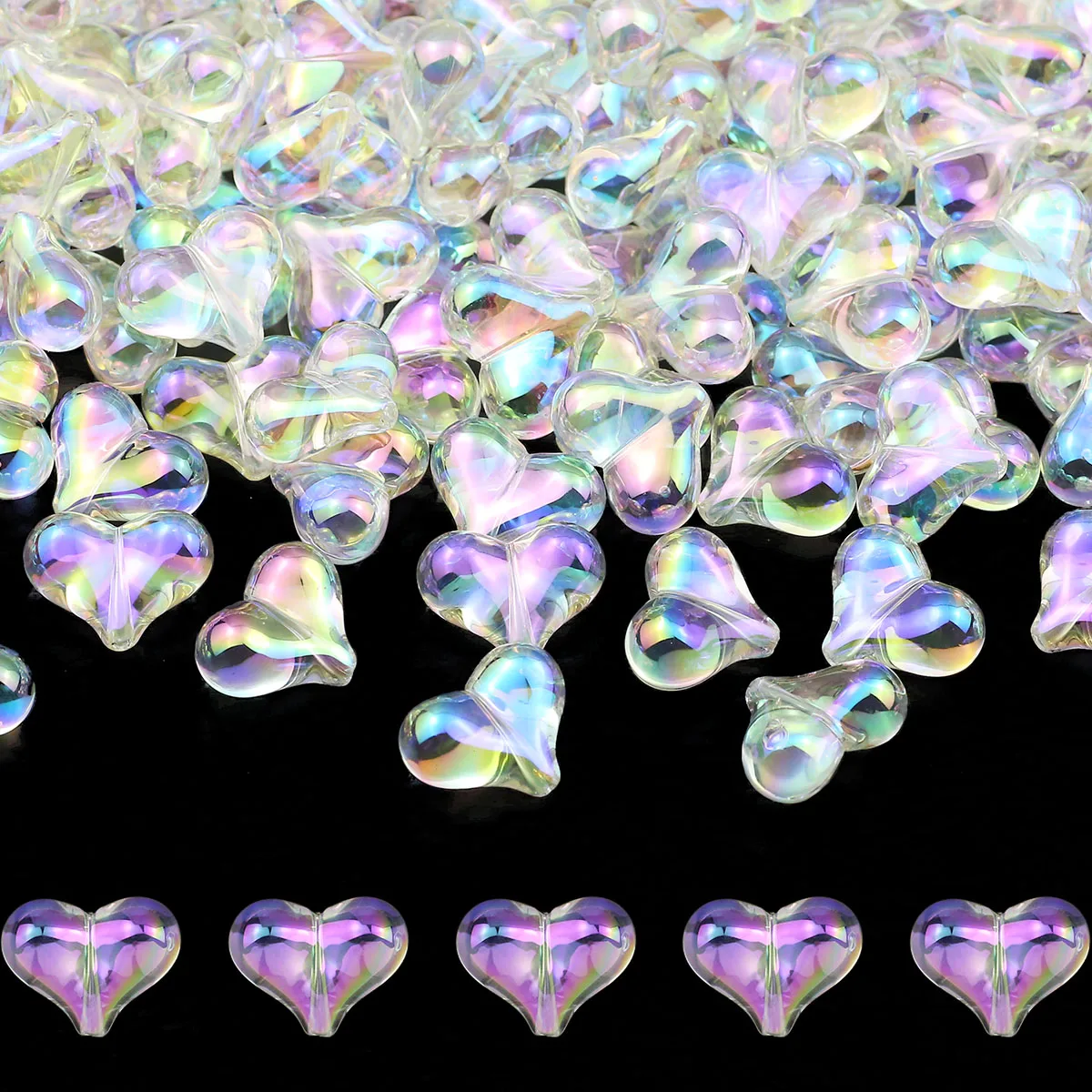 Прозрачные УФ-акриловые бусины в форме сердца разделители свободные для