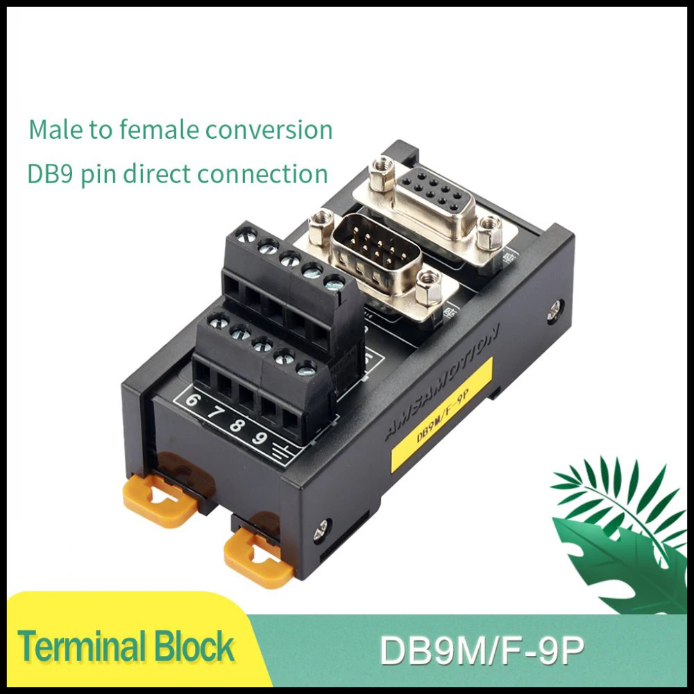 

CNC DB9 Male Female Port Terminal Block Cable to 10 pin Hub Switch Serial Signal Converter RS232 RS485 RS422 PLC