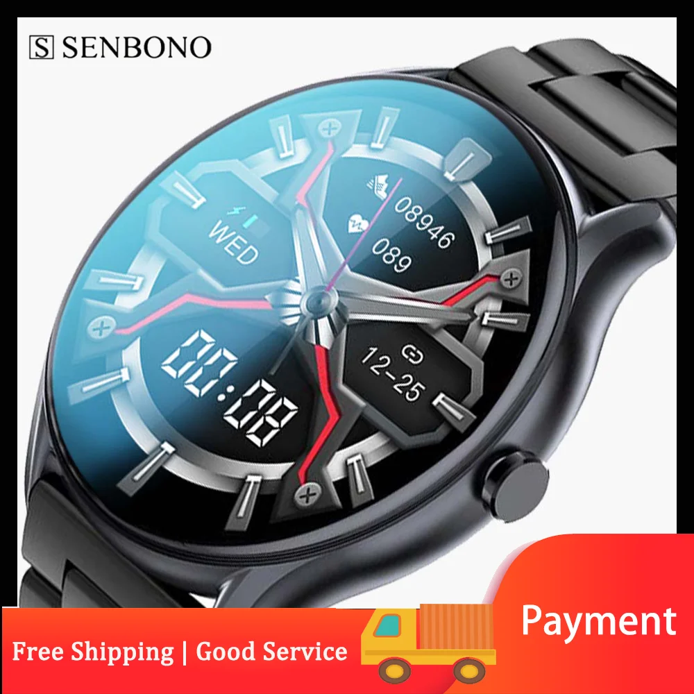 

Смарт-часы SENBONO MAX9 женские с пульсометром, водостойкие, IP68