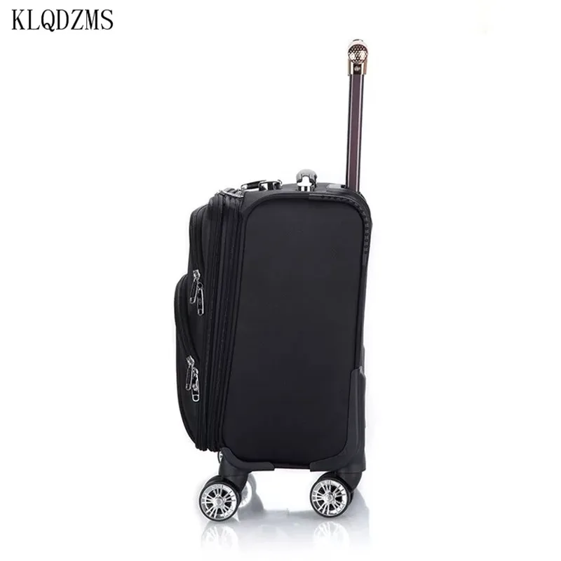 KLQDZMS 18 Inch Oxford Cloth Small Suitcase Men's Business Travel Box Ladies Waterproof Cabin Luggage Case Student Roller Bag