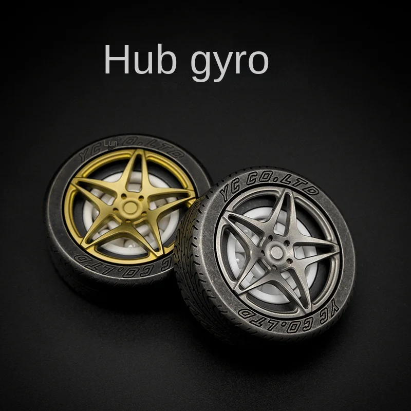 

Wheel Hub Fingertip Gyro Titanium Alloy Tire EDC Extended Light Decompression Toy Boyfriend Gift Desktop Decoration