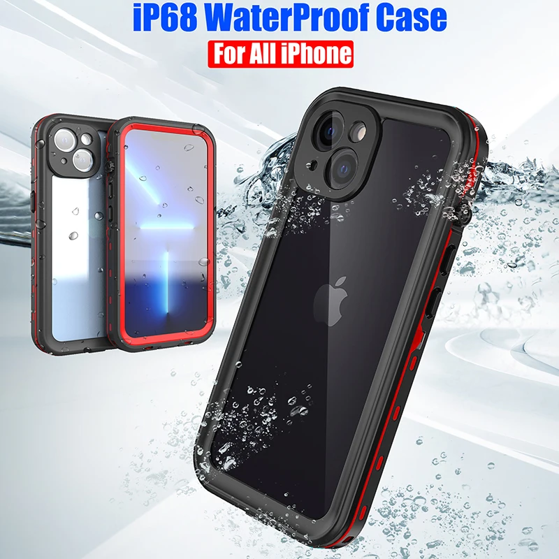 

IP68 Waterproof For IPhone 13 12 11 Pro Max XS Max XR 678 Case RedPepper Clear Armor Cover Diving Underwater Swim Outdoor Sports