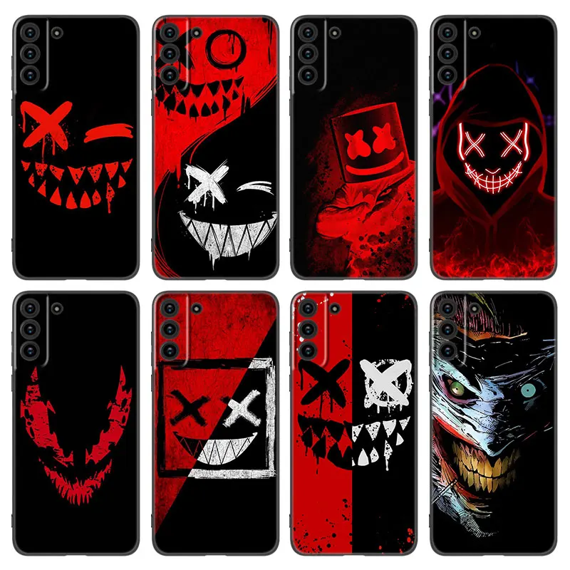 Deadly Evil Smile Phone Case For Samsung Galaxy S21 S20 FE S22 Ultra S10 Lite S9 S8 Plus S10E S7 Edge Soft TPU Black Cover