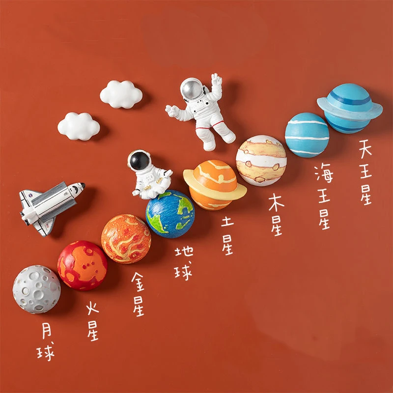 

3D Refrigerator Magnet Cartoon Creative Planet Magnetic Sticker Decoration Space Shuttle Jupiter Saturn Earth Sun Fridge Magnet