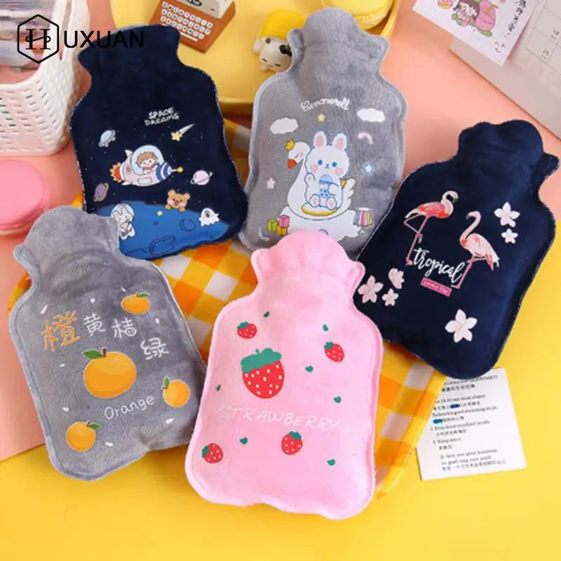 1pcs Keep Warm Cute PVC Stress Pain Relief Therapy Hot Water Bottle Bag with Knitted Soft Cozy Cover Heat Reusable Hand Warmer