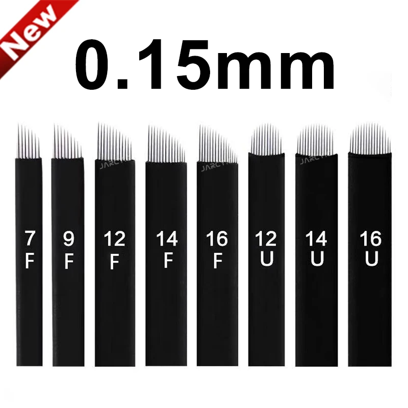 

0.15mm 50Pcs Laminas Nano Tebori Microblading Black 12/14/16/18 Flex U Shape Tattoo Needles Blade Permanent Makeup Eyebrow Pen