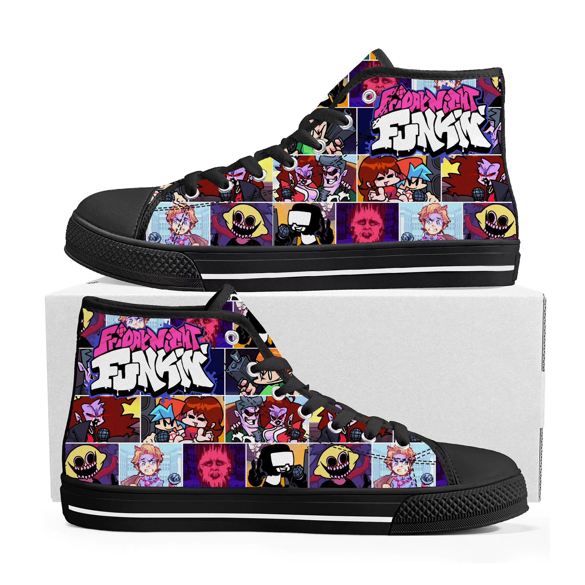 

Funkin Cartoon Night Game Friday High Top Sneakers Mens Womens Teenager High Quality Canvas Sneaker Custom Built Couple Shoes