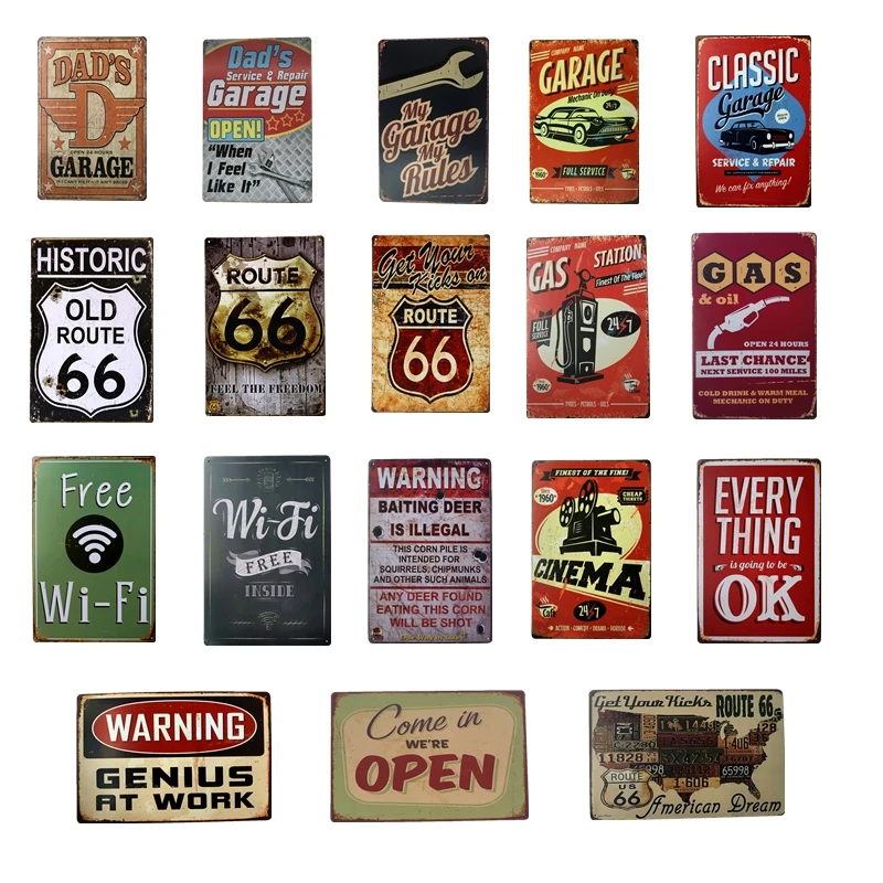 

Free Wifi Dad Garage Route 66 Vintage Metal Signs Home Decor Vintage Tin Signs Pub Vintage Decor