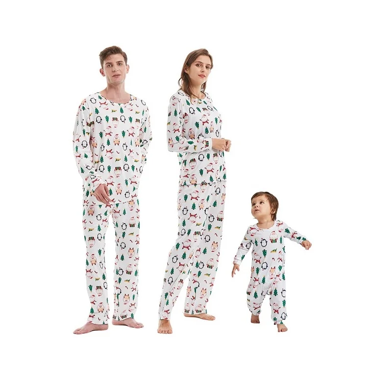 

2023 XMAS Family Matching Pajamas Set Mother Daughter Father Son Sleepwear Santa Claus Penguin Christmas Tree Homewear Top+Pants