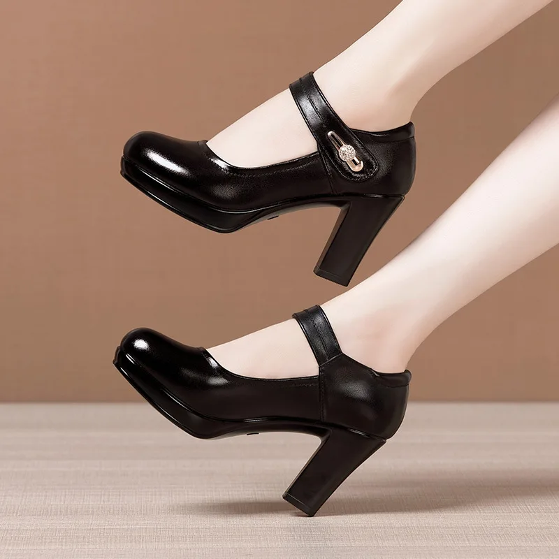 Plus Size 32-43 White Wedding Shoes Women Pumps 2022 Summer Fall Buckle High Heels SHoes Ladies Platform Pump Block Heel Sapatos