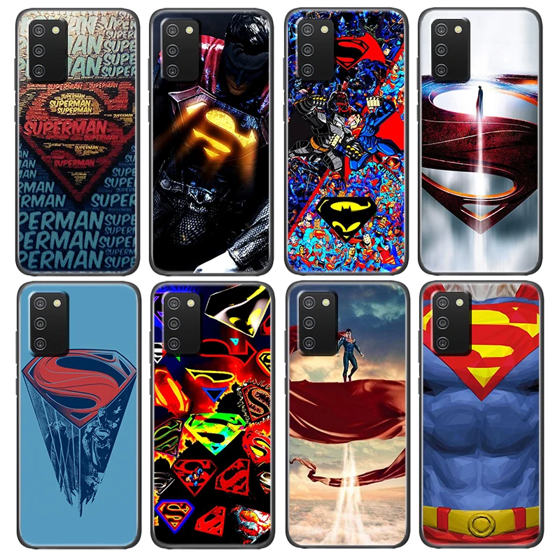 

Superman Cartoon Cool Logo Black Phone Case For Samsung A73 A72 A71 A54 A53 A52 A51 A42 A33 A32 A23 A22 A21S A13 5G Soft Cover
