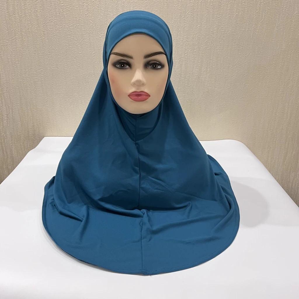 Plain Two-Piece Large Size Muslim Hijab With Inner Chin Part Women Amira Pull On Ready To Wear Top Quality