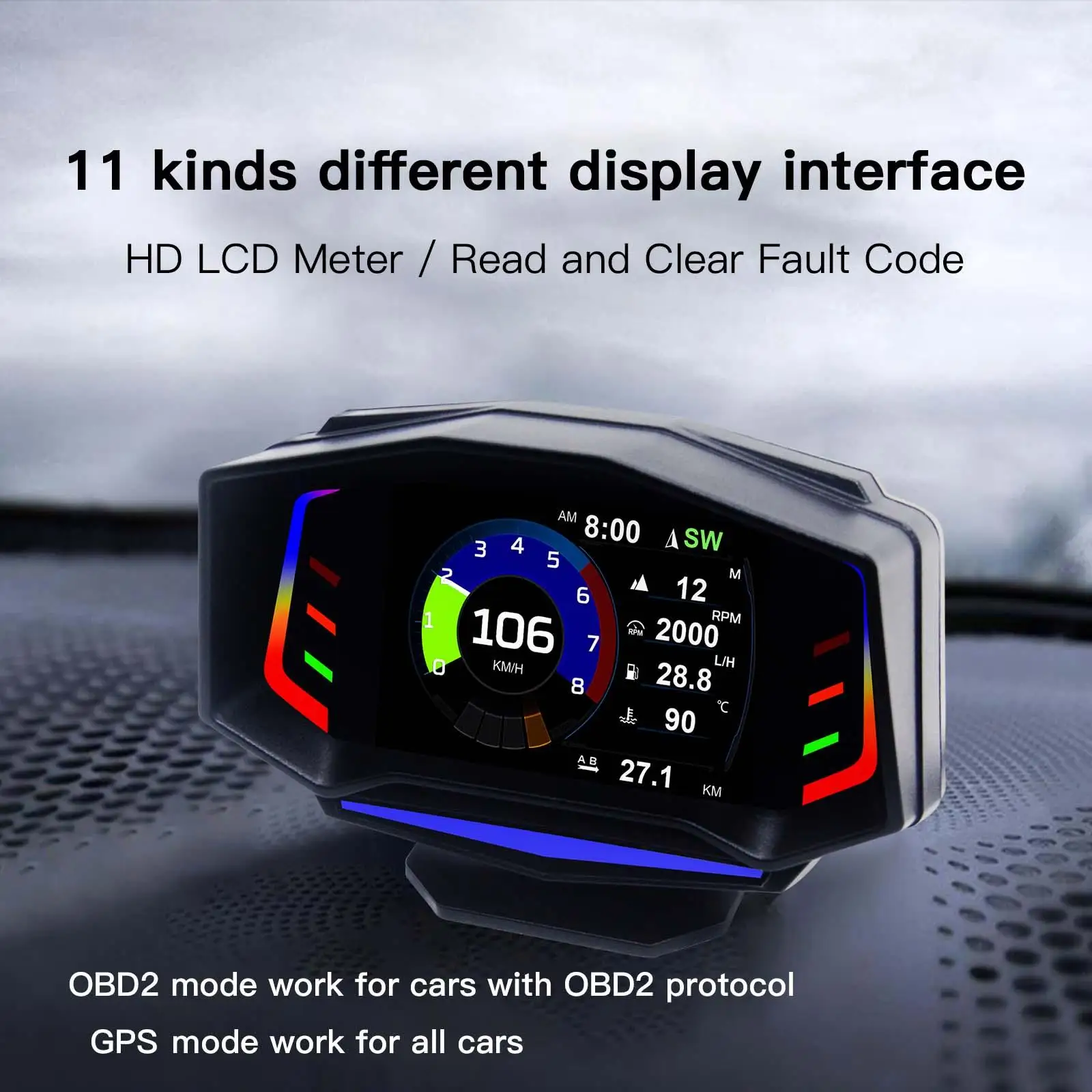 

3 in OBDII Speedometer OBD2 GPS Gauge MPH Smart for Most Car