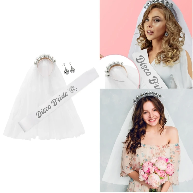 

Bride To Be Sash And Veil For Bridal Shower Bridal Veil Disco Ball Headband Veil Disco Bride Veil Bachelorette Party