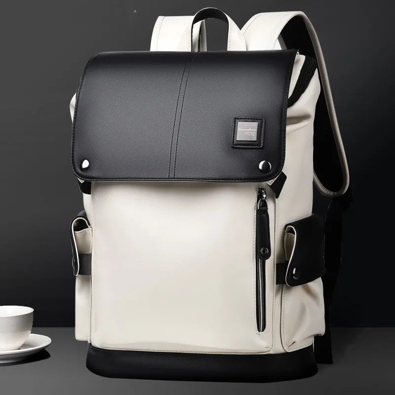 

Man Backpack Soft Leather Recharging Laptop School Bag Male Waterproof Travel Backpack Fashion Casual Quality Men's Bag