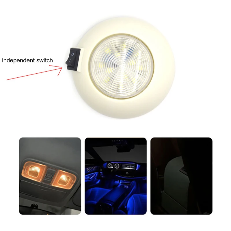 

Boat Caravan Interior LED Spot Light Van Camper White+Blue Ceiling Reading Light RV 12V LED Roof Lamp for Car Trailer Truck Bus