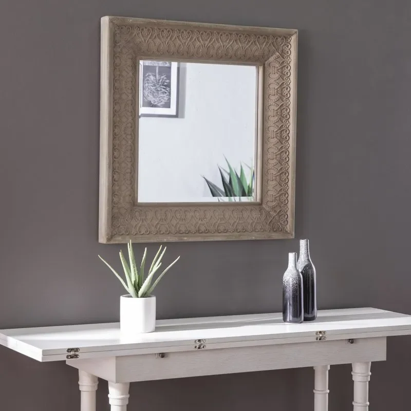 

Stylish Decorative SEI Dyerlely Traditional Weathered Gray Finish Wall Mirror