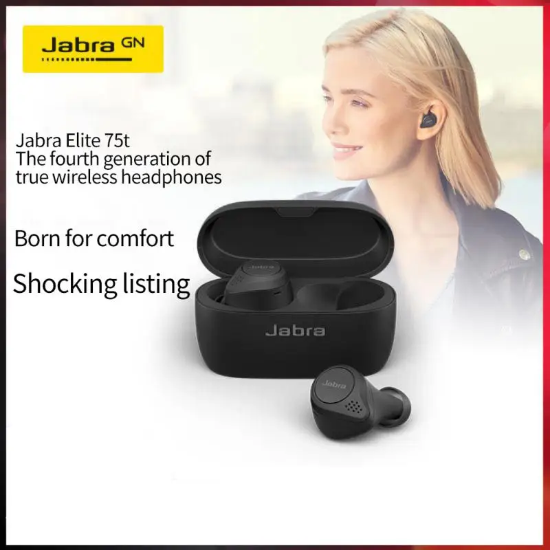 Оригинальные беспроводные Bluetooth-наушники Jabra Elite 75T с активным шумоподавлением