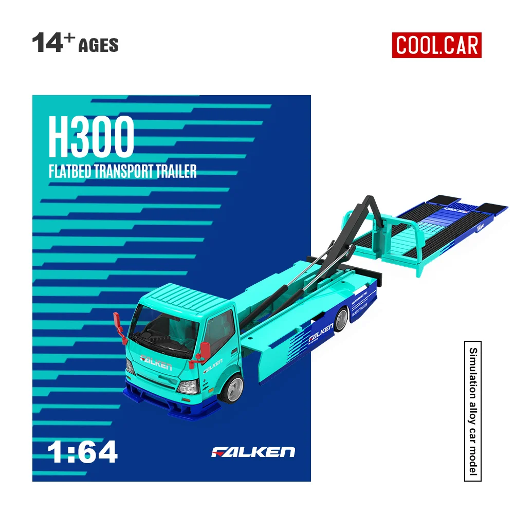 Фото Коллекционная модель автомобиля Cool Car 1:64 Falken Painting H300: Симуляция грузовика-платформы из сплава для коллекции, демонстрации и подарка №2