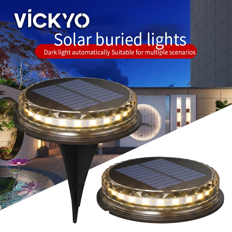 

VICKYO LED Solar Lights Outdoor Wateproof IP65 Solar Powered Underground Lamps Ground Lighting For Home Yard Driveway Lawn Road