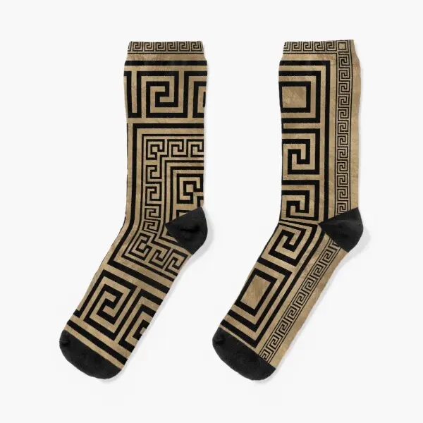 

Greek Key Ornament Greek Meander Blac Crew Socks Unisex Women Black Autumn Cute Winter Girls Comfortable Mens Funny Cotton Best